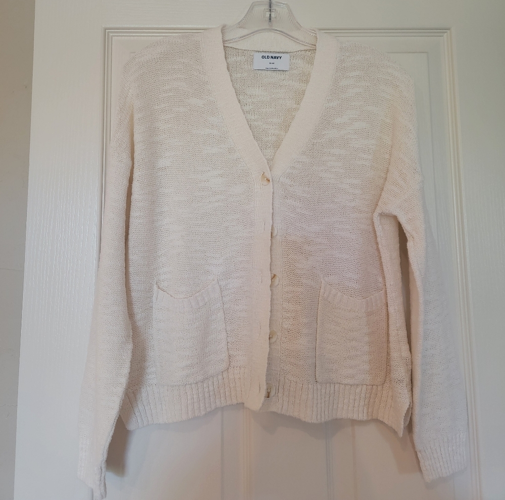 Old Navy Cream/Ivory 3/4 Sleeve Lightweight Cardigan Size XL Fits M-L